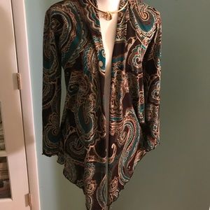 Chico’s brown paisley jacket.